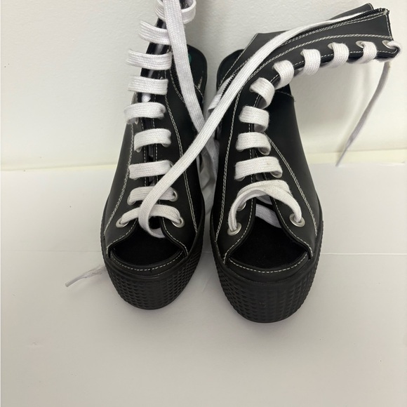 Replay Black and White Lace-Up Platform Boots - Picture 2 of 8
